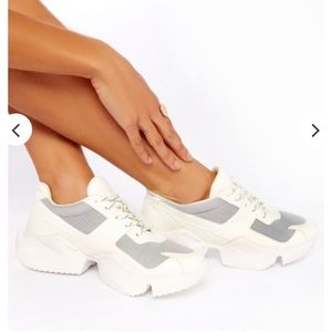 LISSY RODDY X PD CASJ WHITE & GREY CHUNKY TRAINERS